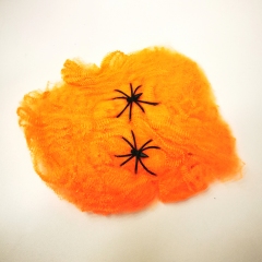 декорации для Хэллоуина оранжевая паутина с пауками