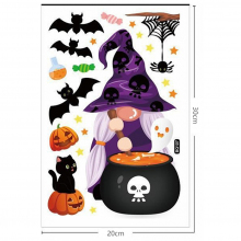 Наклейка на Хэллоуин Гном Ведьма с котлом