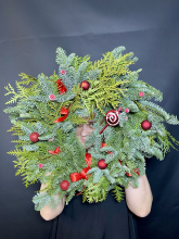 Новогодний венок 55 см из живых веток пихты Нобилис
